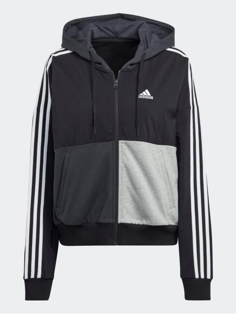 NWT adidas Essentials 3-Stripes Colorblock Full-Zip Hoodie | Size XL
